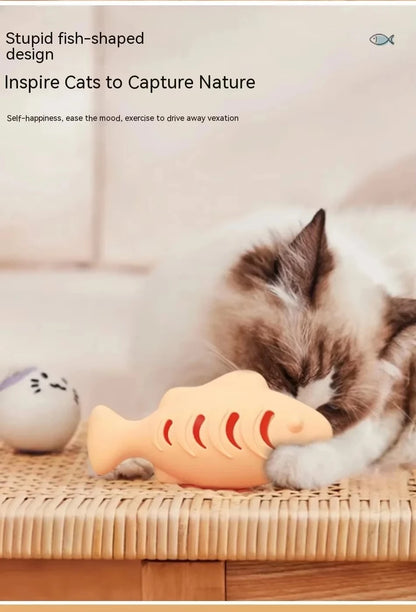 Silicone Treat Dispensing Fish Teeth Cleaning Self-Playing Boredom Relief Cats Wand Kitten Chew Resistant Molar Interactive Toy Beauty World Shop