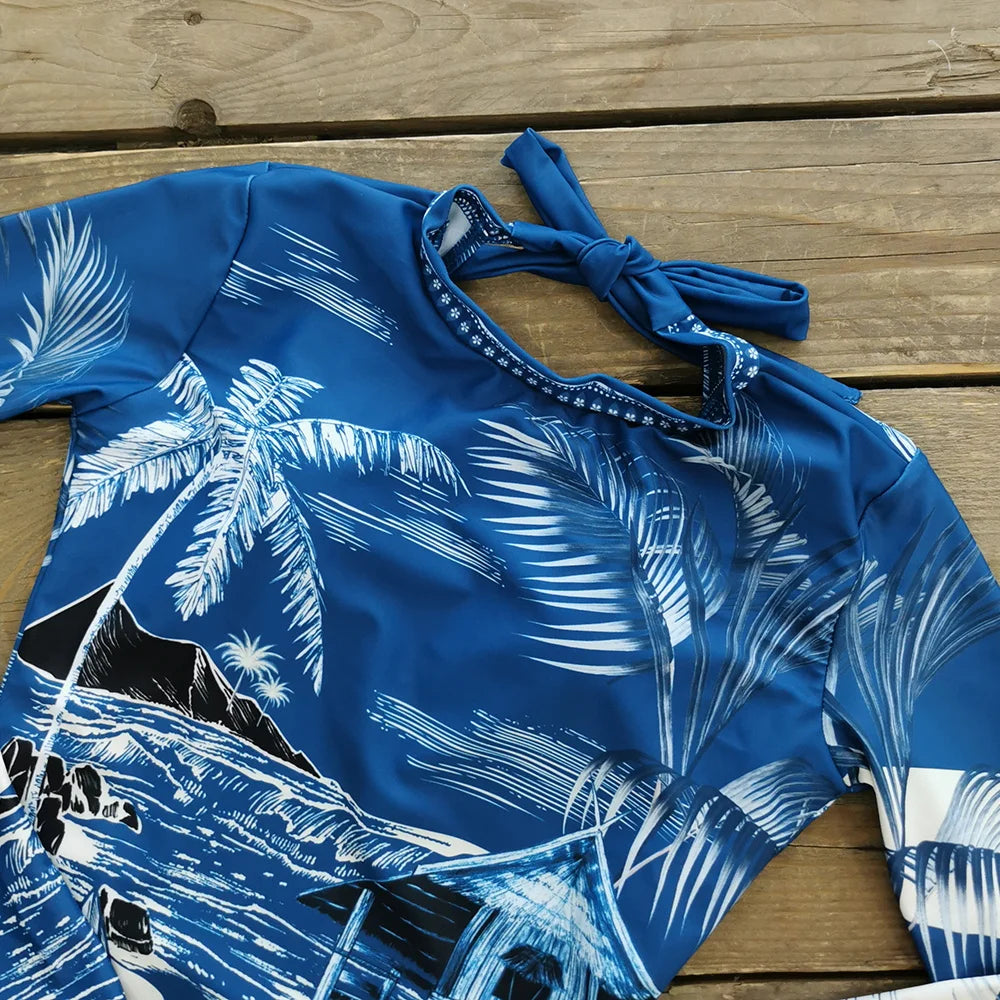 2026 Surfing Sport Swimsuit Long Sleeves Women One Piece Swimsuit  Swimwear Solid Monokini Bathing Suit Tropical Bodysuit Female Beauty World Shop