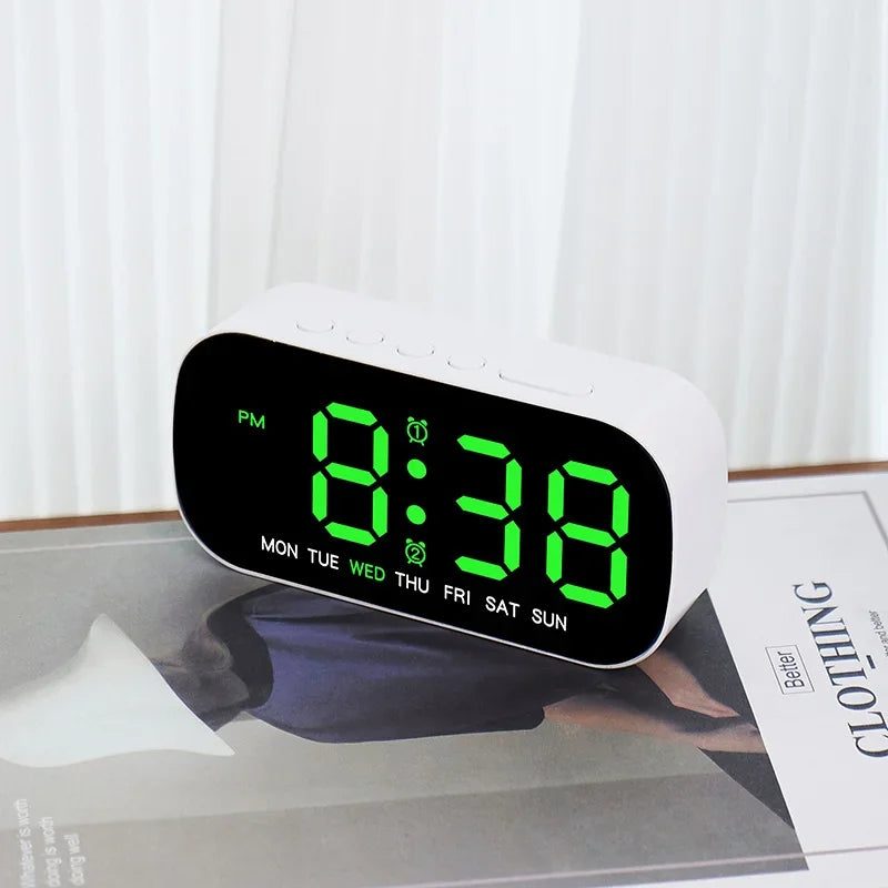 Digital Alarm Clock USB Powered Temperature Date Week Dual Alarm Night Mode Snooze Clock 5 Levels of Brightness 12/24H LED Clock Beauty World Shop