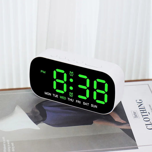 Digital Alarm Clock USB Powered Temperature Date Week Dual Alarm Night Mode Snooze Clock 5 Levels of Brightness 12/24H LED Clock Beauty World Shop