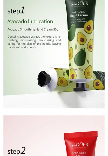 5Pcs/set Fruit Plant Fragrance Hand Cream Sets Moisturizing Repair Anti Dry Hand Lotion Sets Hands Skin Care Products Beauty Trend Shop