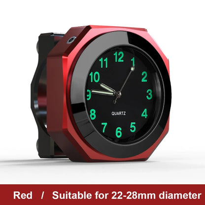 Aluminum Luminous Quartz Watch 22-28mm Motorcycle Scooter Bicycle Handlebar Mount Clock Time Display Clock Moto Accessories Beauty World Shop