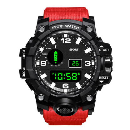 Fashion Men's Watch Sports Electronic Wristwatch Large dial Multifunctional Waterproof Luminous Alarm Kids Male's Military Watch Beauty World Shop