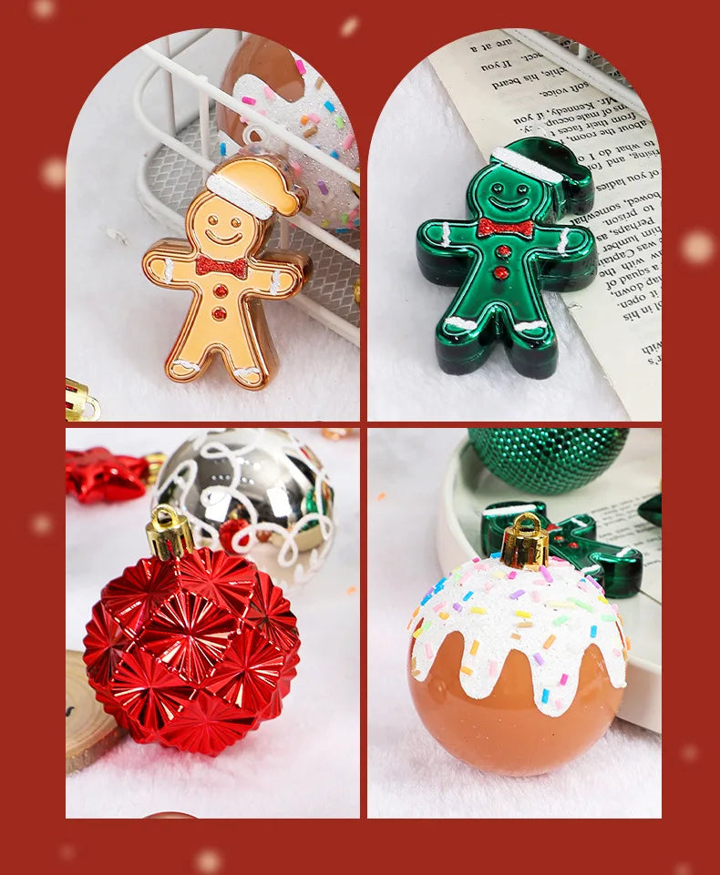 Christmas decoration: 42 exquisite painted Christmas balls in magenta, green, and gold, Christmas tree pendant set Beauty World Shop