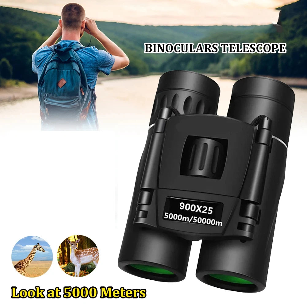 HOMEFISH 900x25 HD Zoom Portable Powerful Binoculars Long Range BAK4 Telescope Jumelles Folding Low Light Binoculars for Hunting Beauty World Shop