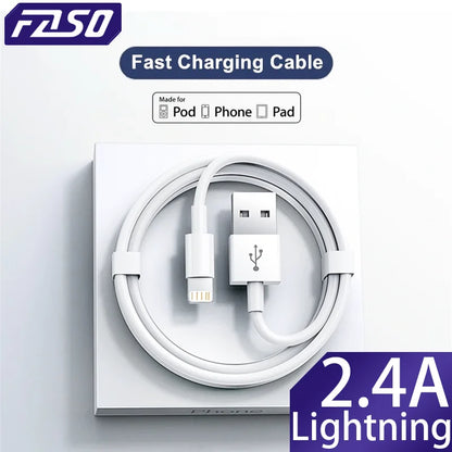 FASO Quality USB Charger Cable for iPhone 14 8 7 6S Plus 13 12 Pro XS Max XR SE Fast Charging Cord Data Sync Line 1m 2m 3m Beauty World Shop