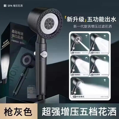 New High Pressure Water Saving Filter Shower Head 5 Modes Handheld Shower Head One Button Stop Bathroom Accessories Set Beauty World Shop