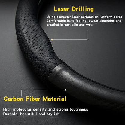 Universal Car Steering Wheel Cover Carbon Fiber Leather Three-dimensional Anti Slip, Timple And Fashionable Car Accessories Beauty World Shop