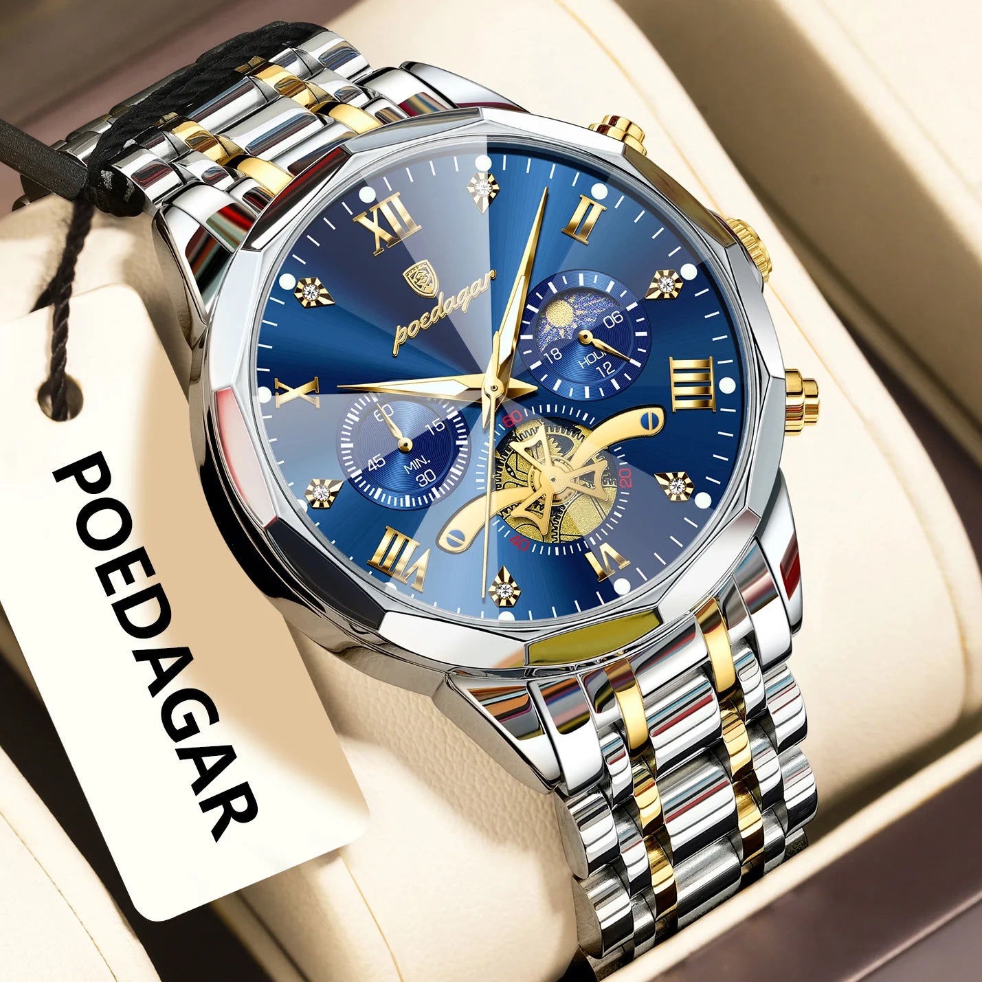 POEDAGAR Original Luxury Men's Watch Waterproof Luminous Chronograph Men Wristwatch Stainless Steel Quartz Watches For Man Reloj Beauty World Shop