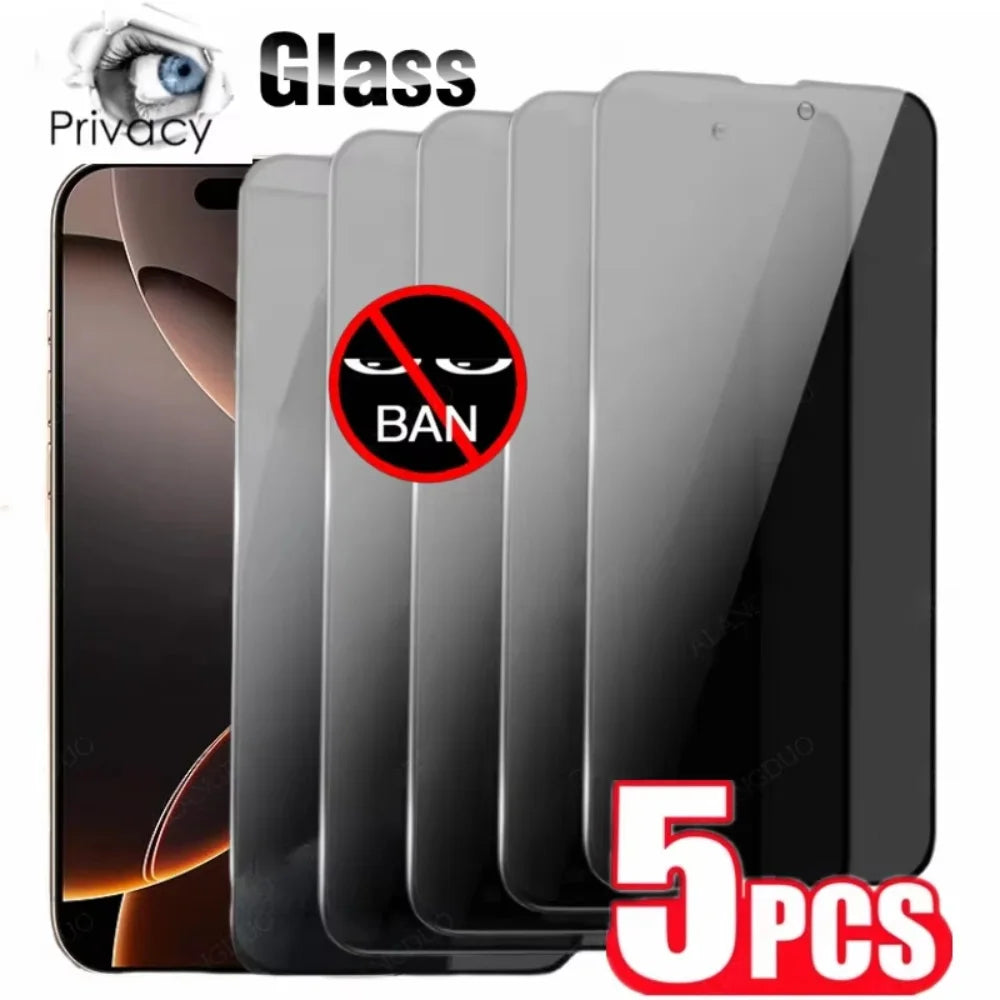 NNBILI 5PCS Anti-peep Screen Protector For iPhone 16 Pro Max 15Pro 14 Plus13 Anti Scratch Privacy Tempered Glass For iPhone 16e Beauty World Shop