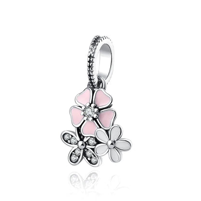 2025 Hot selling 925 Silver Pink Bird Moon Pendant Suitable for European Bracelets DIY Accessories Women's Charm Jewelry Gifts Beauty World Shop