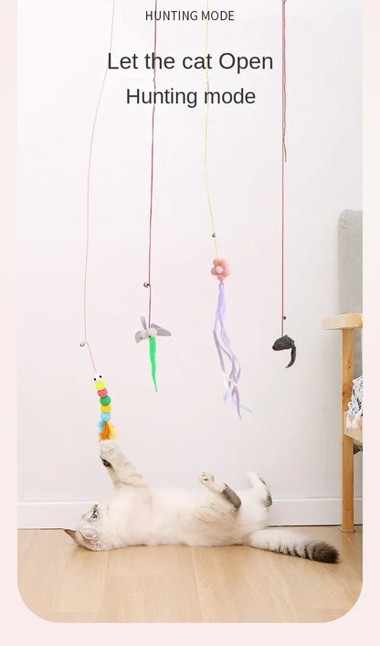 7pcs Random Cat Toy Swing Sticky Disc Elastic Hanging Door Teasing Cat Rope Long Rope Teasing Cat Cat Toy Cat Accessories