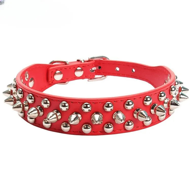 Adjustable Leather Pet Dog collar Neck Strap Supplies PU Leather Punk Rivet Spiked Dog Collar Pet Collars For Small Dog Cat Beauty World Shop