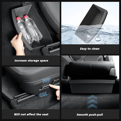 For Tesla New Model Y 2025 Launch Juniper Front Seats Under Seat drawer TPE Storage Box Beauty World Shop