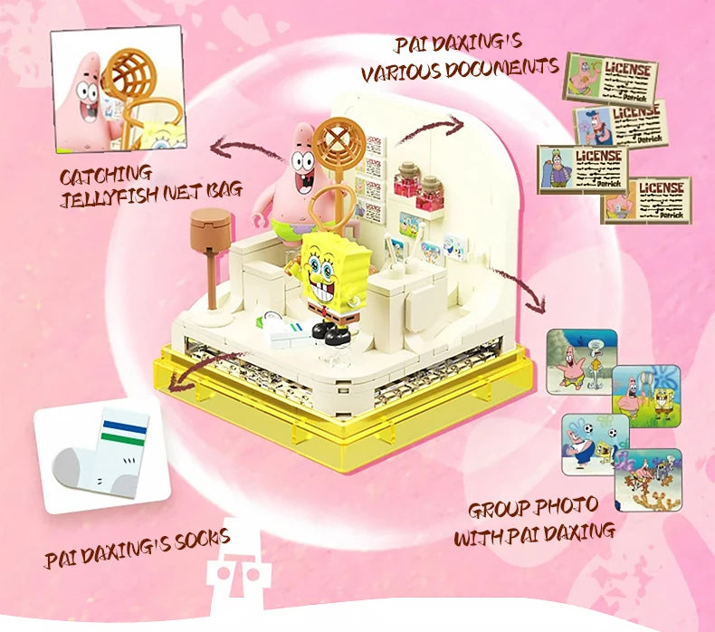 Spongebob Building Blocks Patrick Star Krusty Krab Squidward Tentacles Room Model Bricks Set Desktop Ornaments Kids Toys Gifts Beauty World Shop
