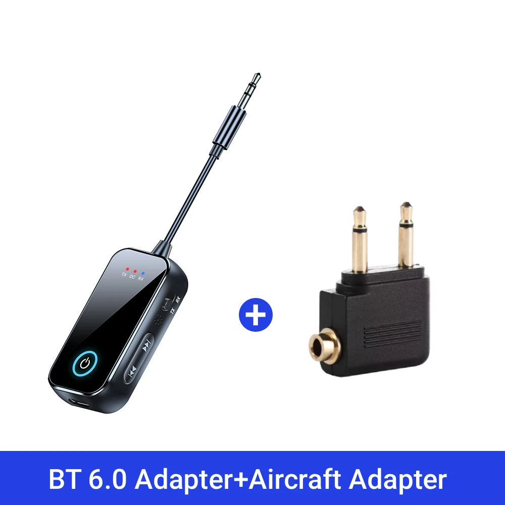 Bluetooth 6.0 AUX Audio Transmitter Receiver 2 IN 1 Wireless Adapter 3.5MM With Mic HiFi Stereo Music For Car TV PC Airplane Beauty World Shop
