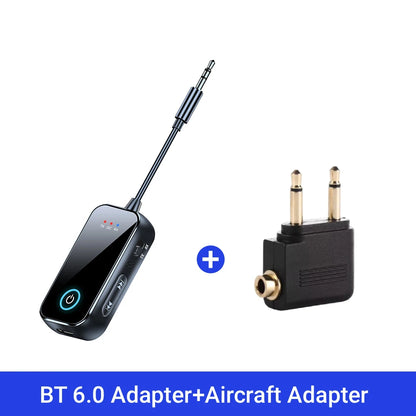 Bluetooth 6.0 AUX Audio Transmitter Receiver 2 IN 1 Wireless Adapter 3.5MM With Mic HiFi Stereo Music For Car TV PC Airplane Beauty World Shop