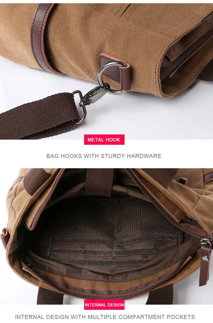Men's Handbags Briefcase Canvas Shoulder Bag Man for Documents Large Capacity Tote Laptop Bag Crossbody Travel Bags Vintage K004 Beauty Trend Shop