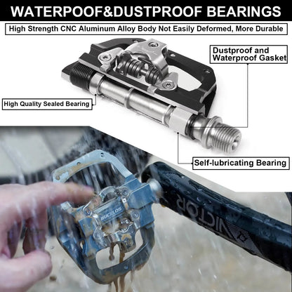 BUCKLOS Mountain Bike Pedals 3 Sealed Bearing PD-M680 Dual Clipless Flat & Lock Pedal Aluminum Cycling Pedals Fit Shimano SPD Beauty World Shop