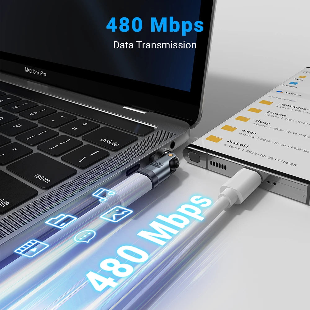AUFU PD240W USB C to Type C OTG Adapter 540 Rotation 5A Fast Charge Cable Converter for iPhone 16 MacBook Samsung Xiaomi Laptop Beauty World Shop