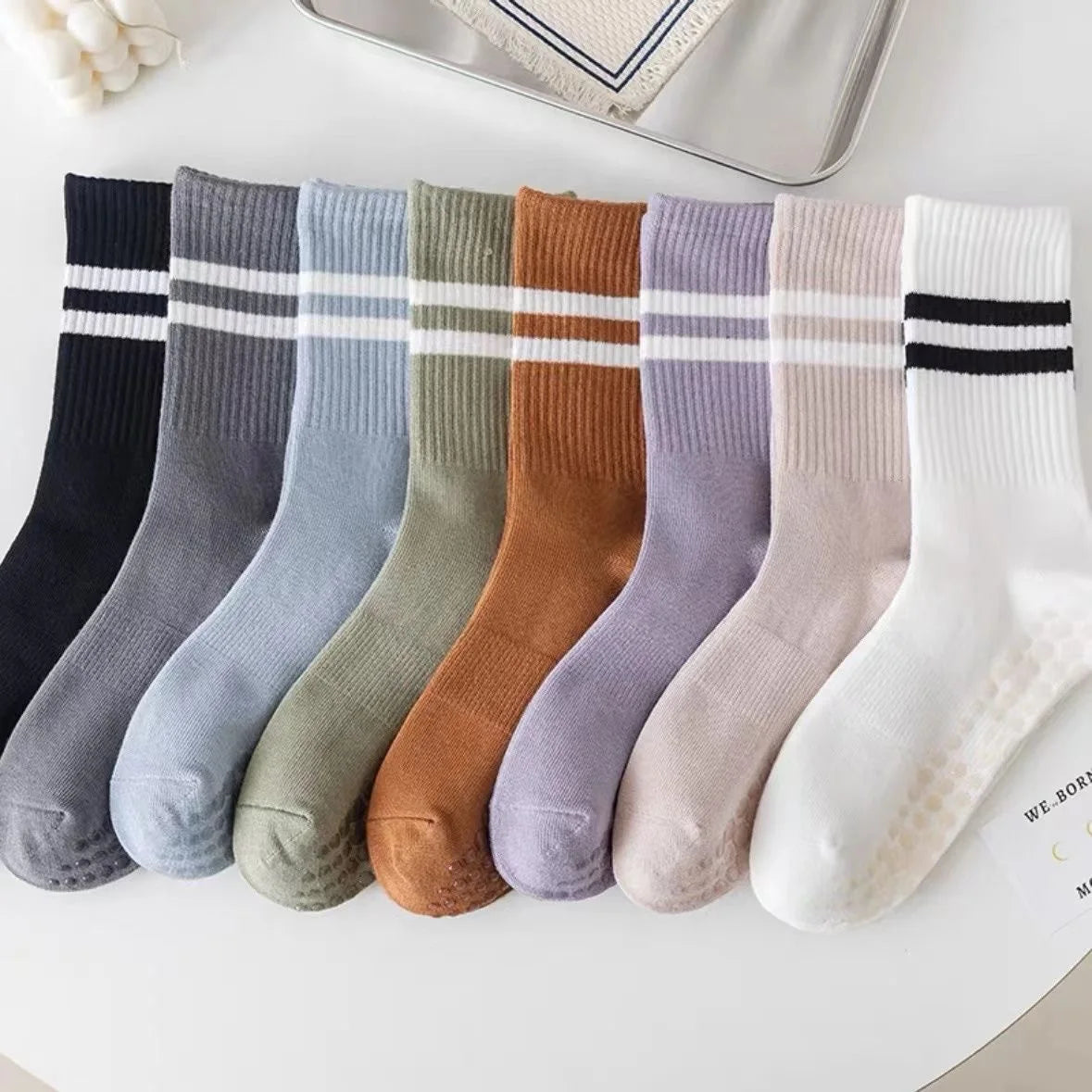 8 Pairs Girl Women's Yoga Socks Solid Colors Non-Slip Grip Socks for Pilates Workouts Ballet Dance and Gym Socks Beauty World Shop
