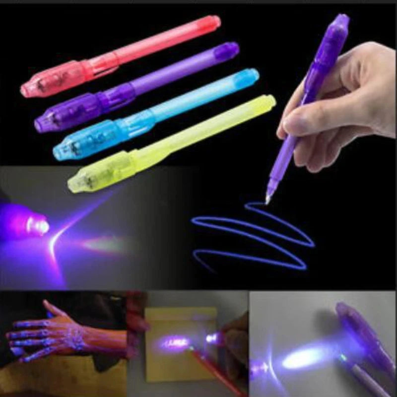 1/4Pcs Invisible Ink Pen Spy Pen with UV Light, Magic Marker for Secret Message,Treasure Box Prizes,Kids Party Favors,Toys Gift Beauty Fashion