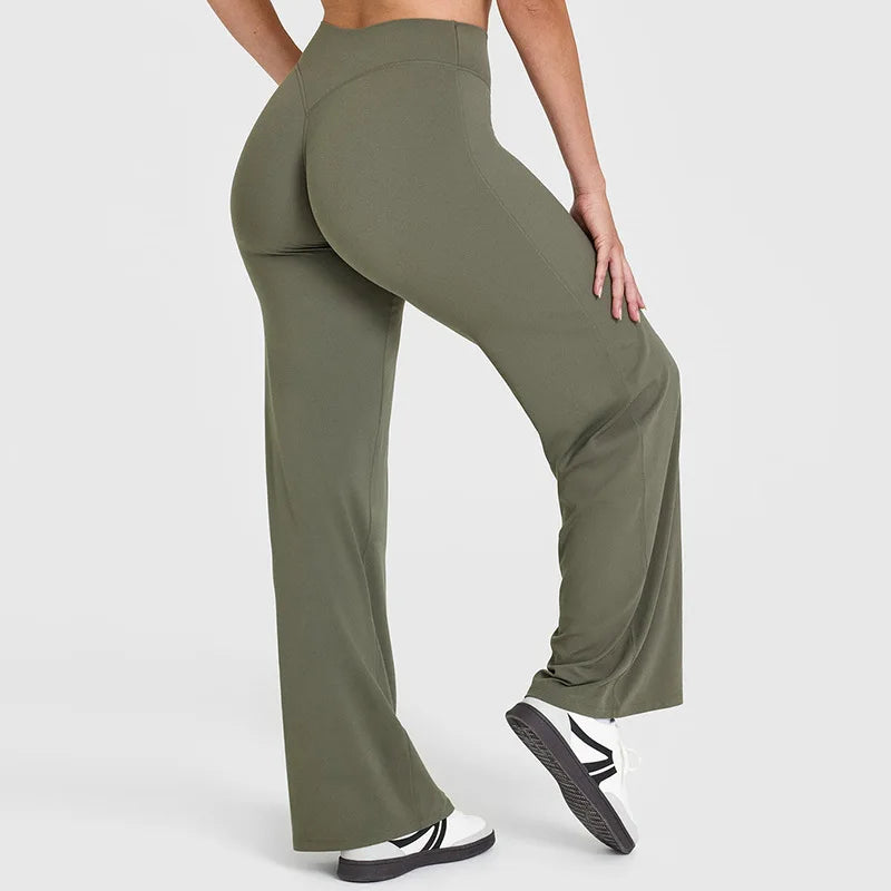 NCLAGEN SoftMotion Straight Leg Bottoms Women's Mid-Waist Yoga Pants GYM Leggings Naked Feel Pilates Running Sports Trousers Beauty World Shop