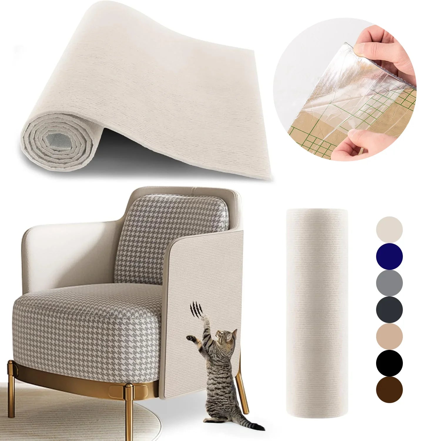 Trimmable Cat Scratch Mat Self-Adhesive Cats Scratch Carpet Anti Cat Scratcher Furniture Couch Corner Indoor Sofa Wall Protector Beauty World Shop