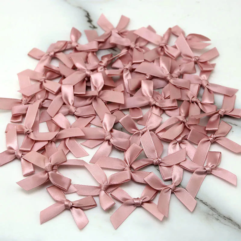 (50 Pcs) 4*4cm Colourful Ribbon Bows Small Size Polyester Satin Ribbon Bow Flower DIY Craft Decoration Beauty World Shop