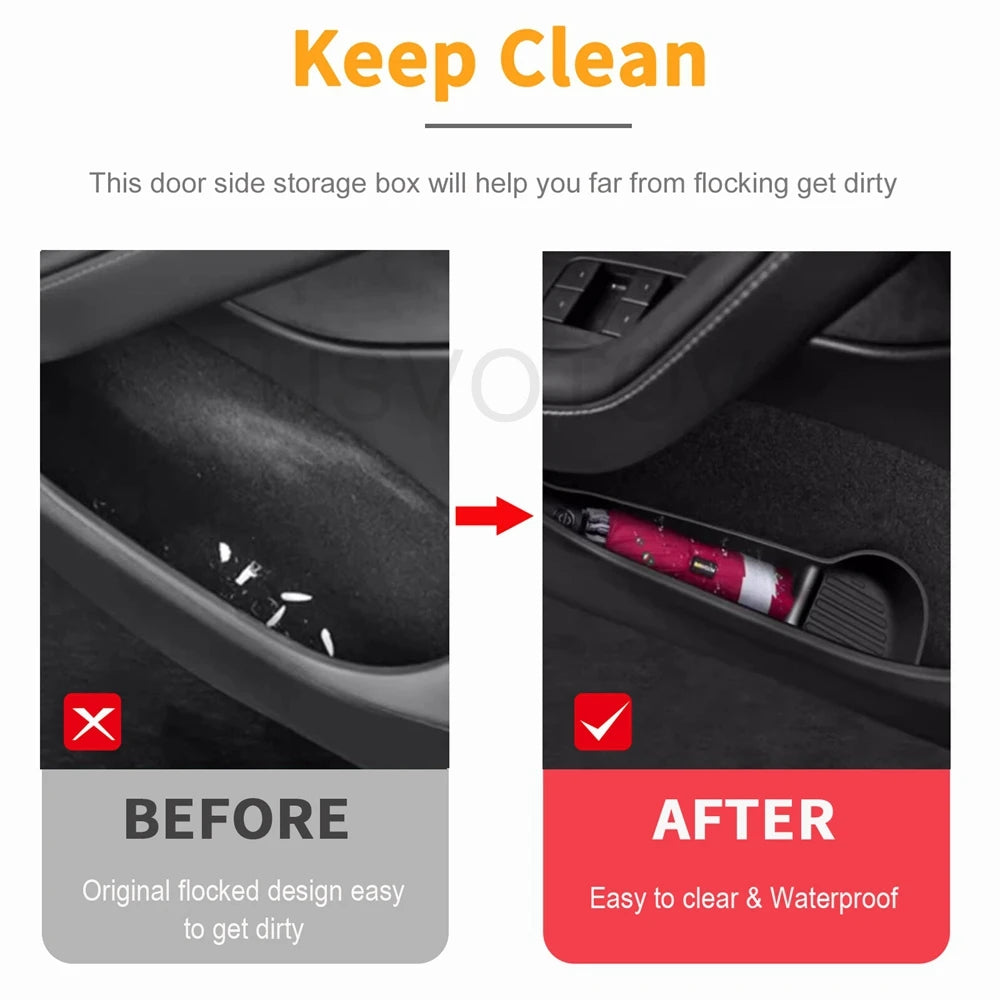Door Side Storage Box Front Rear Door Handle Armrest Tray Organizer for Tesla Model 3 and Model Y Juniper 2025 Car Accessories Beauty World Shop