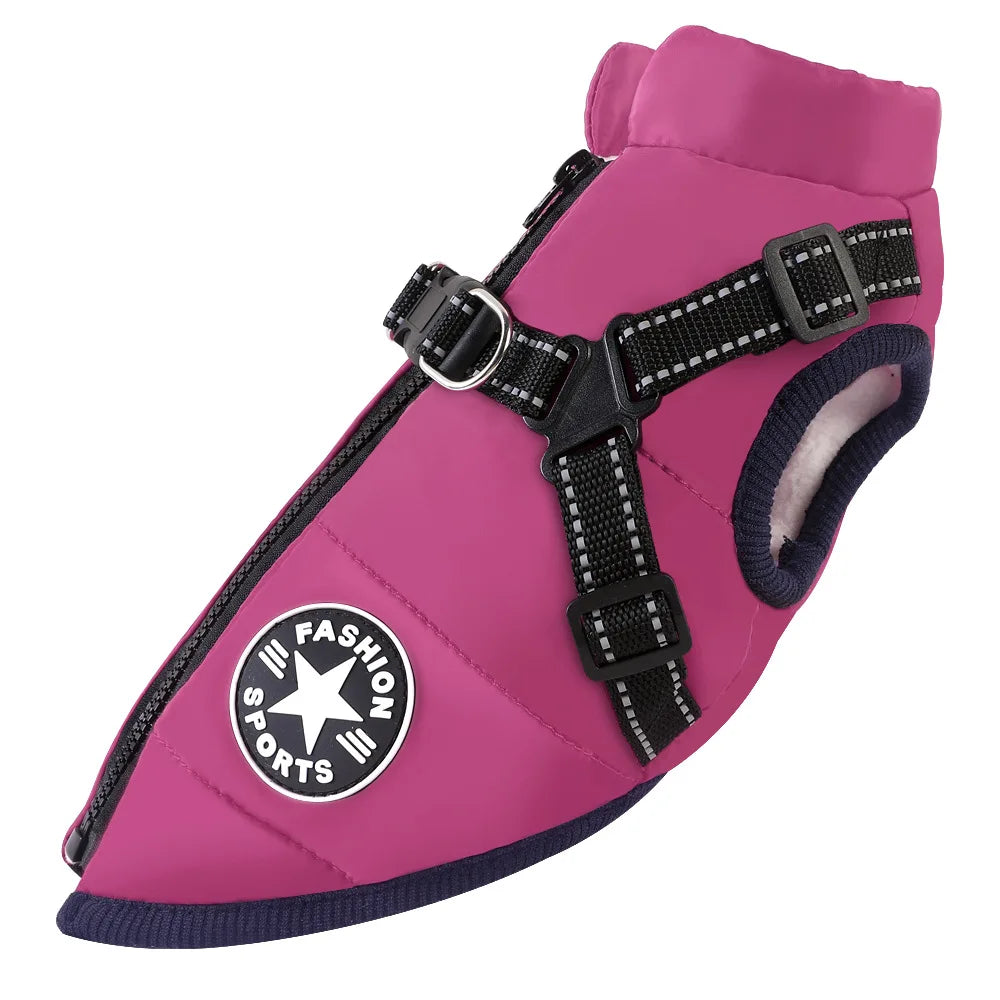 Thick and Warm Waterproof Pet Clothes Dog and Cat Cotton Coats Winter Chest and Back Cat Cotton Vests Dog Supplies
