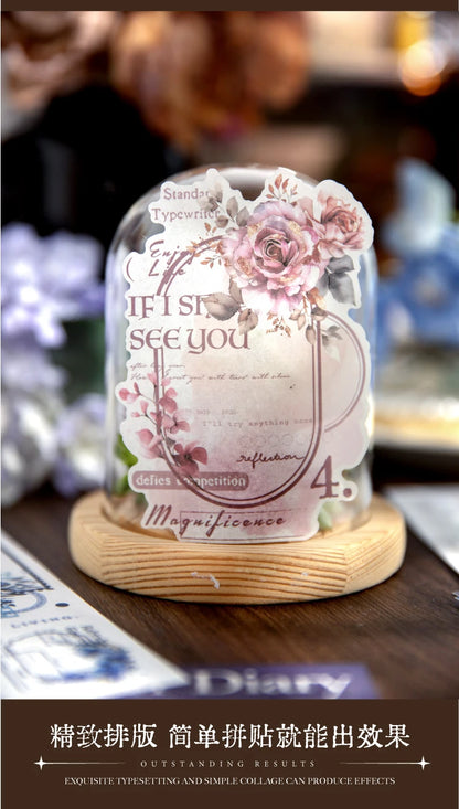 Journal GO 6pcs Flower Shadow Decorative Sticker Fresh Plant Flowers Collage Scrapbooking Label Diy Diary Journal Planner Label Beauty World Shop