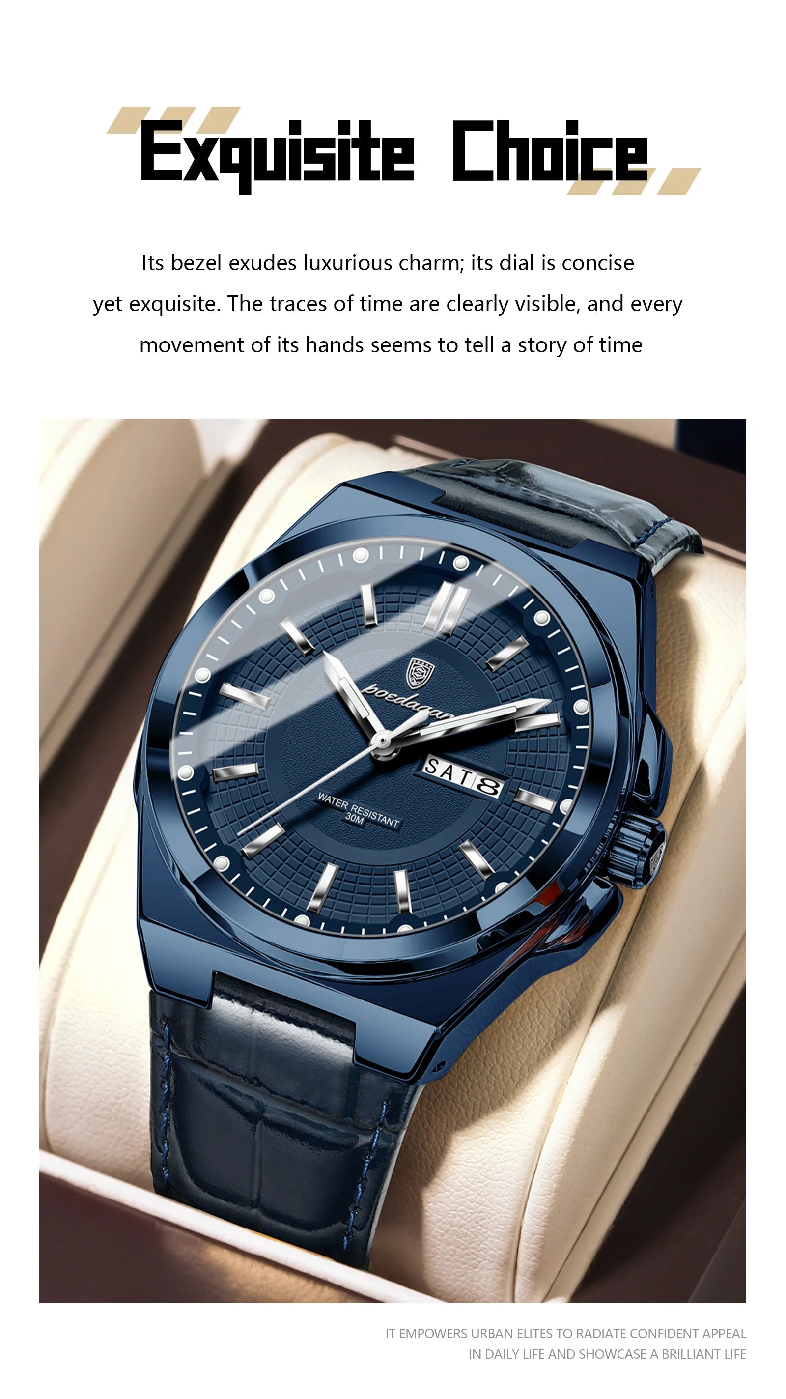 POEDAGAR Fashion Brand Man Wristwatch Waterproof Luminous Date Week Quartz Luxury Men's Watches Leather Business Men Watch Reloj Beauty World Shop