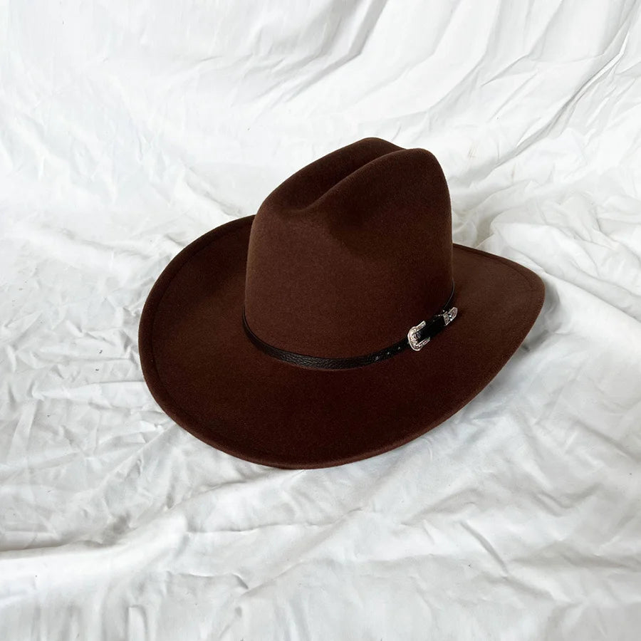 Vintage Western Cowboy Hat For Men's Gentleman Lady Jazz Cowgirl With Leather Wide Brim Cloche Church Sombrero Hombre Caps Beauty World Shop