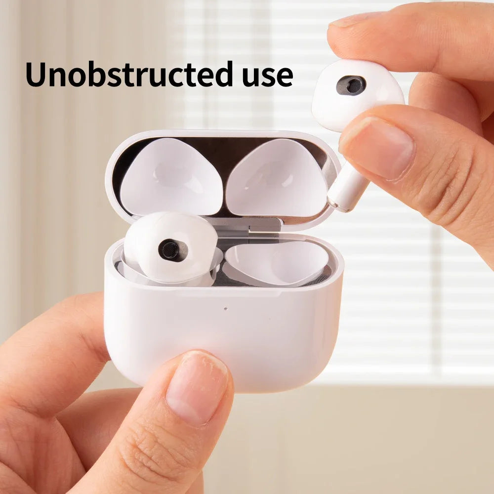 For AirPods 4 Sticker Earphone Case Metal Dustproof Scratch Resistant Sticker Cover For Airpods 4 4th 2024 Gen Protective Film