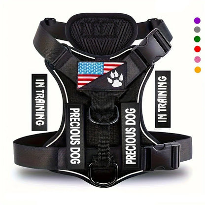 Service Dog Harness, Reflective Dog Vest Harness with 5 PCS Patches, Adjustable Soft Oxford Pet Harness, Inner Layer Mesh, Easy Beauty World Shop