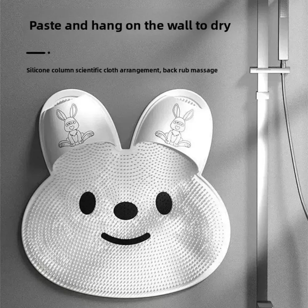 1pc，Rabbit Bathroom Shower Anti Slip Mat, Circular Massage Foot Mat, Back Suction Cup,Foot Scrubber, Back Scrubber Beauty World Shop