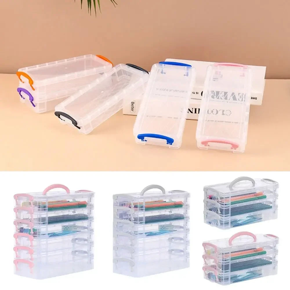 3/6-layer Paintbrush Box Watercolor Detachable Pen Storage Box Color Multi-function Stationery Organizer School Supplies Beauty World Shop