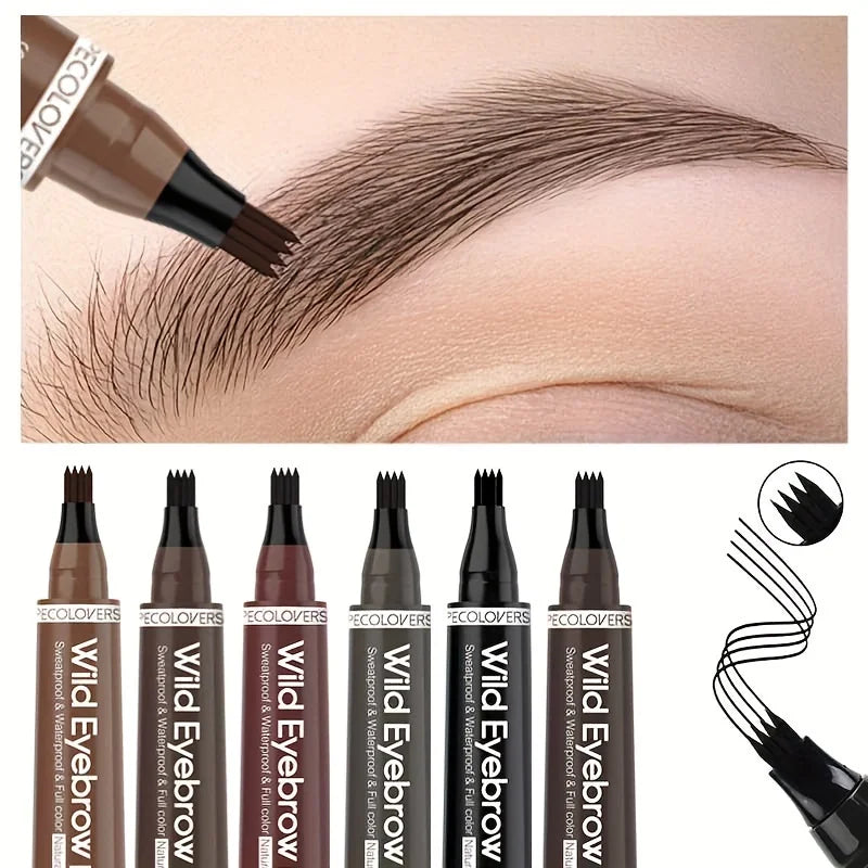 6 Colors 1pc Eyebrow Pen Waterproof 4 Split Tip Eyebrows Pen Eyebrow Tattoo Pen Waterproof Liquid Black Eyebrow Makeup Pencil Beauty World Shop