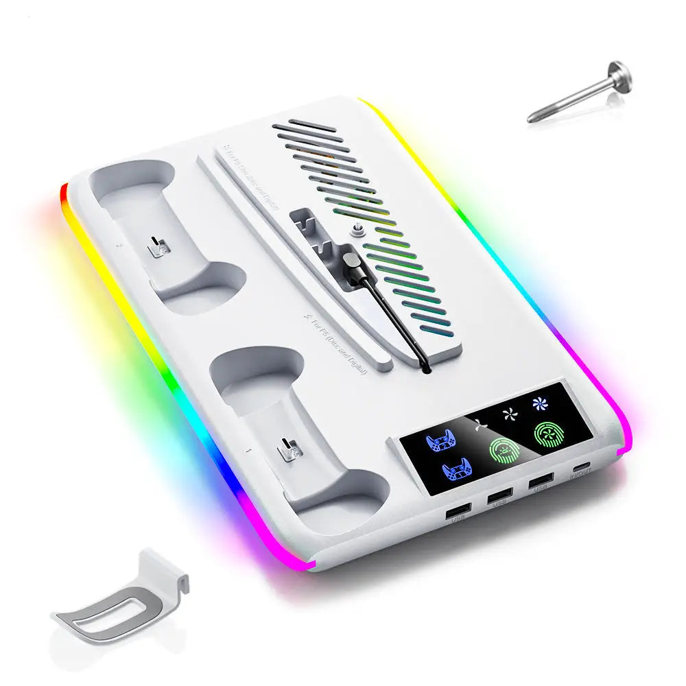 Game Stand For Sony PS5 Console Playstation Play Stations PS 5 Slim Pro Support Base Holder Cooler Fan RGB Gaming Accessories Beauty World Shop