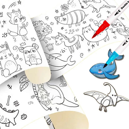 90cm Animal Canvas Children's Drawing Roll DIY Coloring Paper Roll Color Filling Graffiti Paper-cut Painting Educational School Beauty World Shop