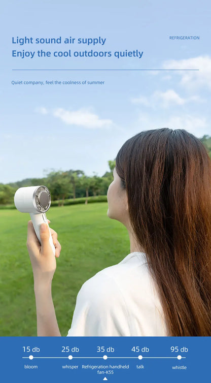 New Handheld Portable Fan 100 Wind Speeds Adjustable Refrigeration Mini Turbo Fan Long-lasting High Speed Cold Compress Fan