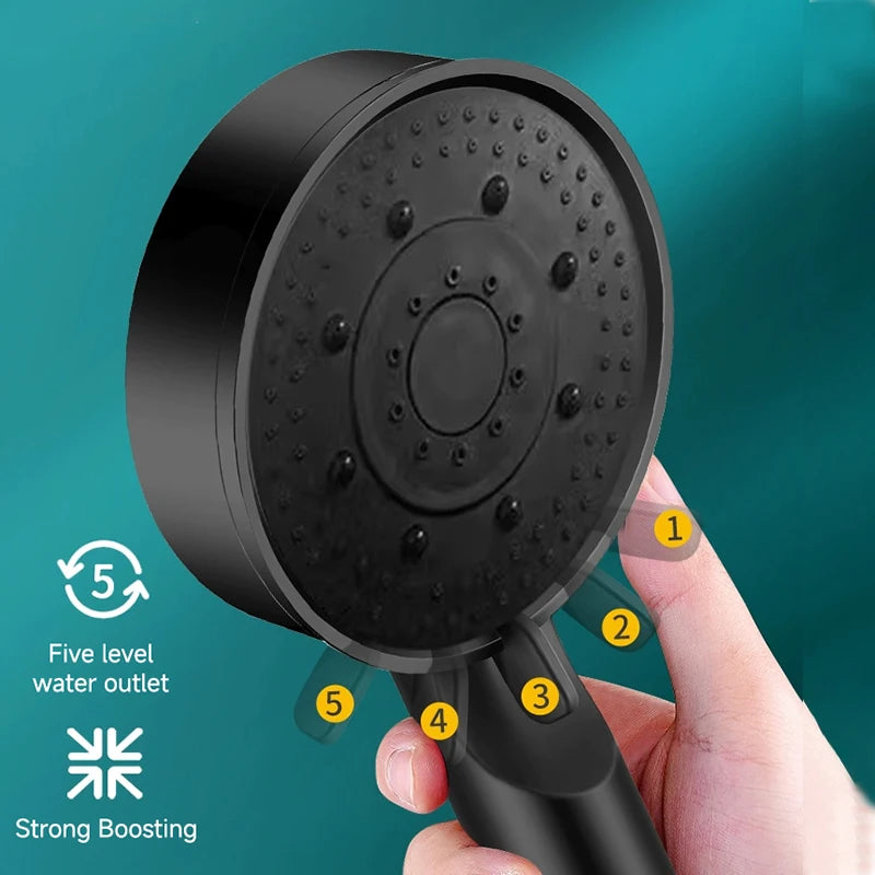 5 Modes Pressure Boost Shower Head Multifunction Adjustable Large Water Shower Nozzle Massage Bathroom Accessory Beauty World Shop