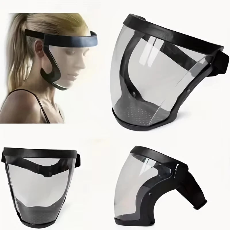 Full-Face Transparent Protection Mask with Adjustable Buckle - Reusable and Heat-Resistant Facial Shield for Safety in Work, Out Beauty World Shop