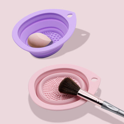Silicone Makeup Brush Cleaner Folding Powder Puff Cleaning Bowl Eyeshadow Brushes Washing Soft Mat Beauty Tools Scrubber Box Beauty World Shop