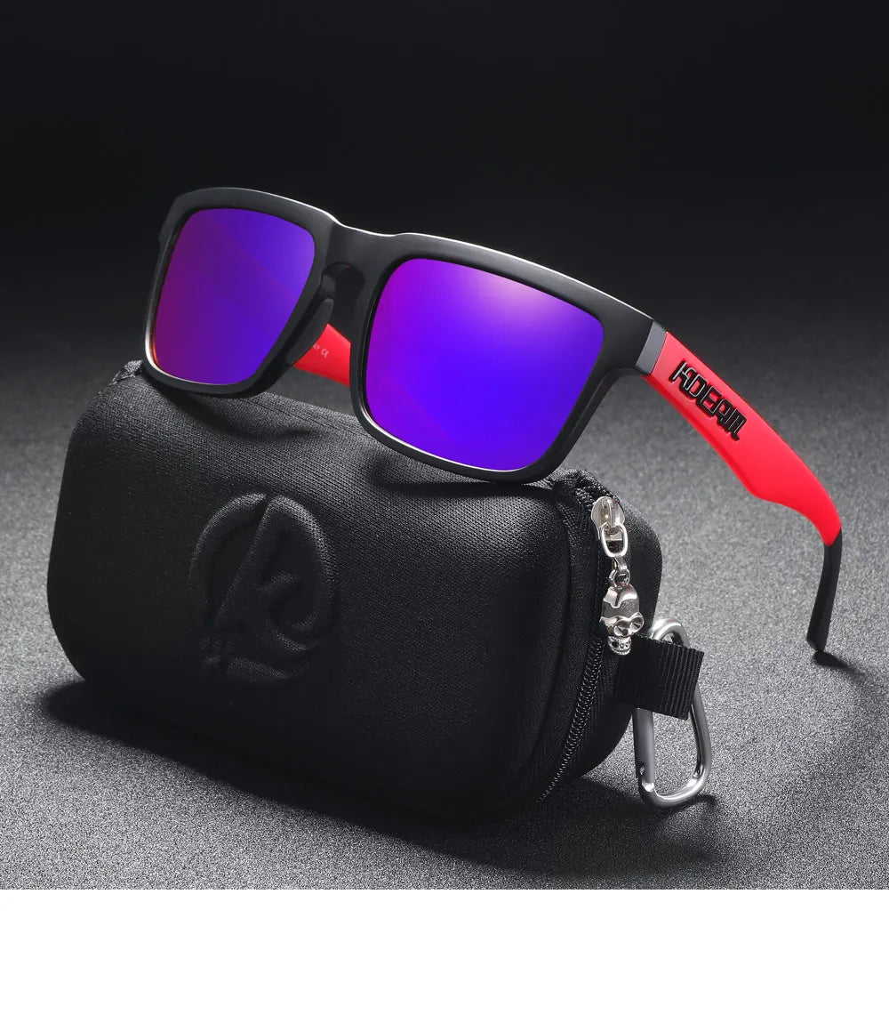 KDEAM Men's Polarized Sunglasses Square Casual Outdoors Sun Glasses Women Unisex Sunglass For Couple With Zipper Case Beauty World Shop