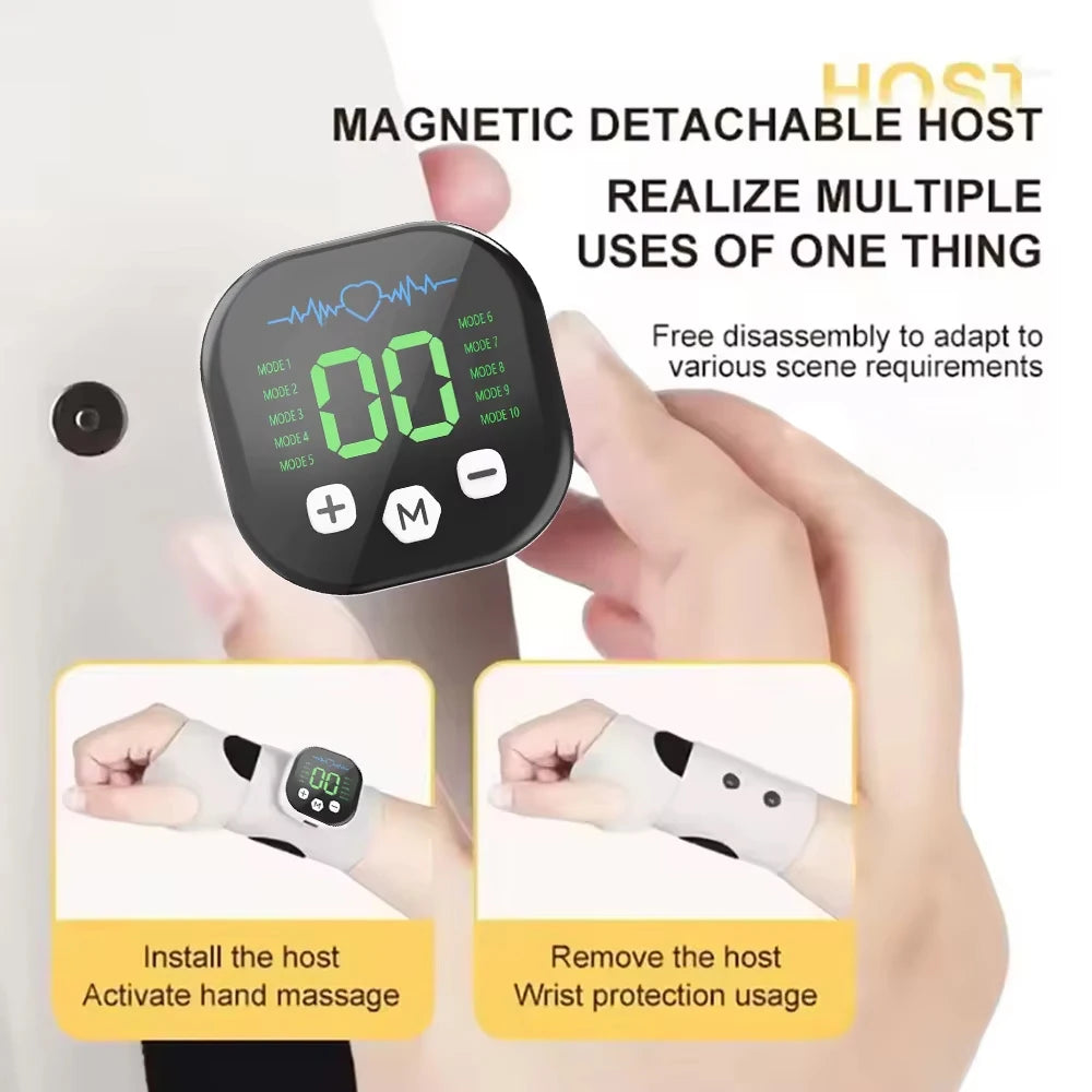 Electric Cordless Hand Wrist Massager 10 Mode Vibration Massage 29 Levels Massage Hands Rechargeable Wrist Brace Protector Wrap Beauty World Shop