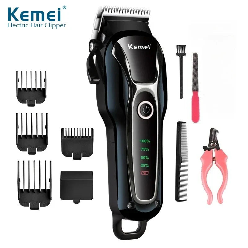 Kemei Rechargeable Professional Dog Hair Trimmer for Cat Cutter Grooming Machine Hair Remover Animal Hair Clipper for Pet Beauty Trend Shop