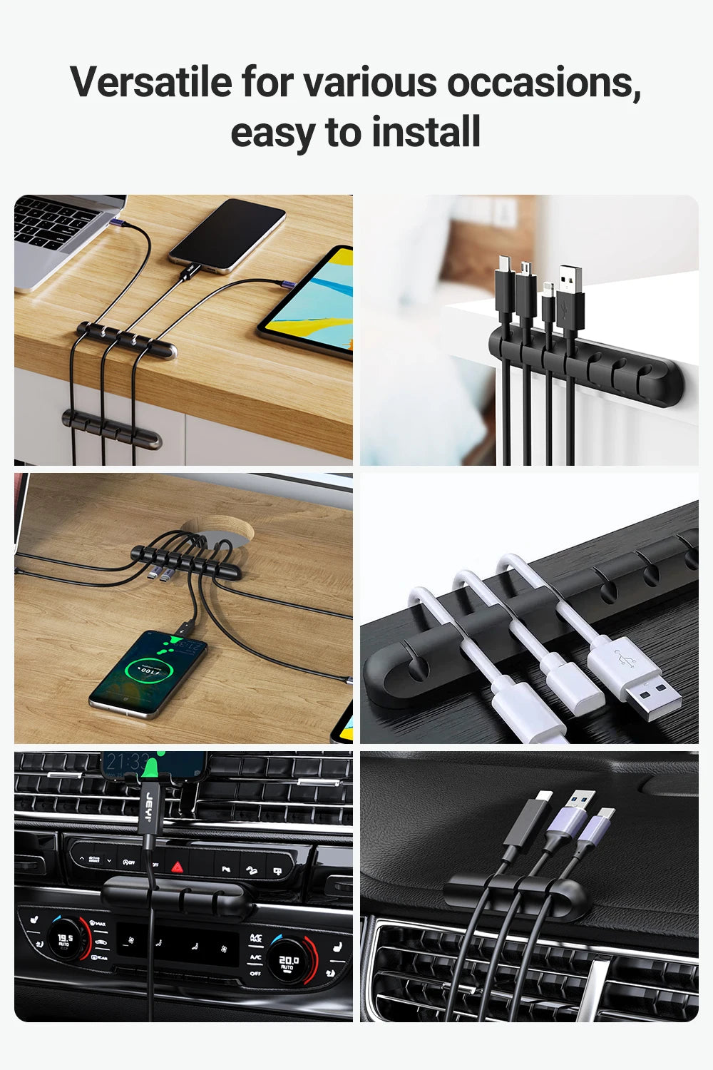 Adhesive Cable Holder Clips Cord Management Wire Organizer for Desktop USB Charging Cable Nightstand Power Cord Mouse Cable Beauty World Shop