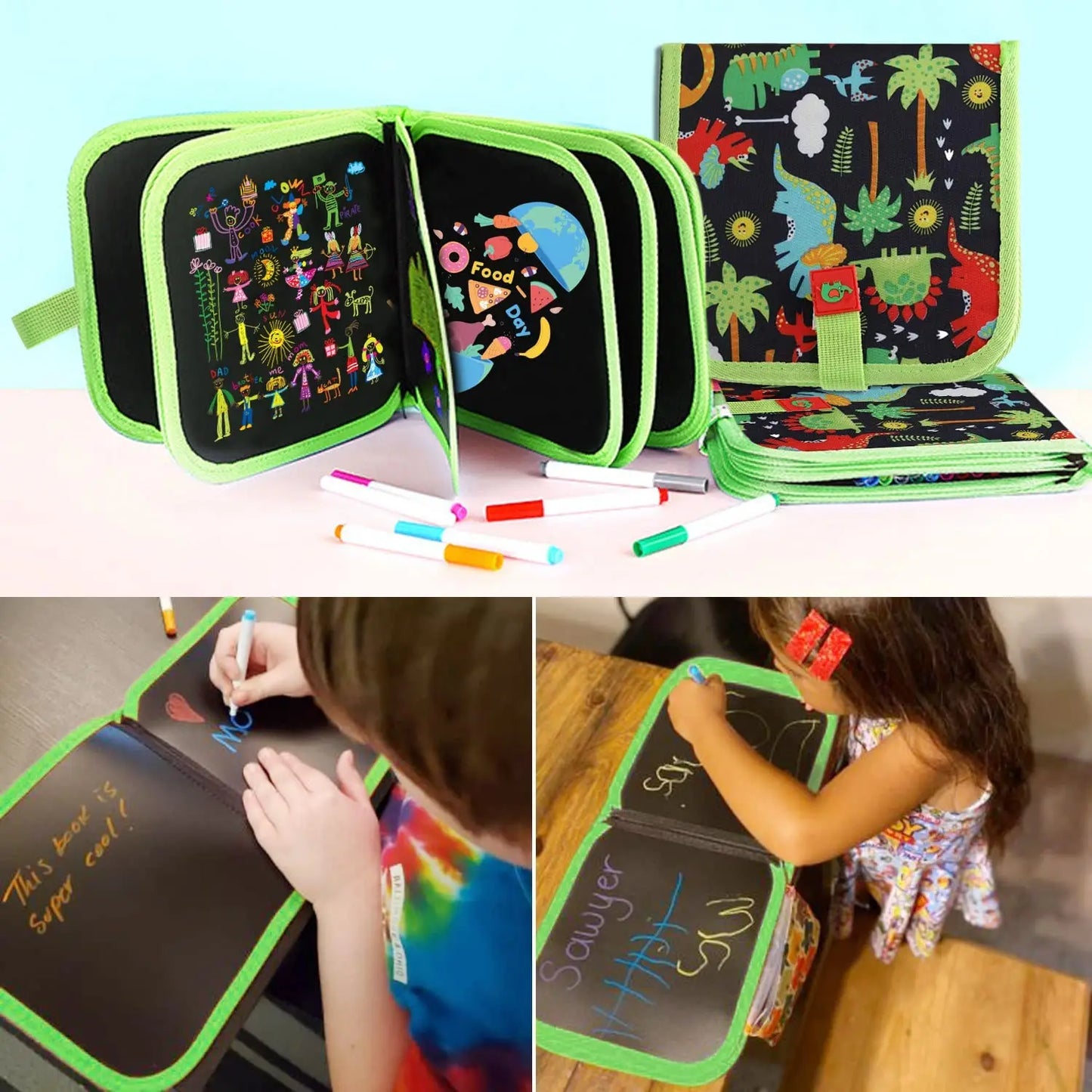 Erasable Doodle Book for KidsToddlers Toys Reusable Drawing Pads with 12 Watercolor Pens Preschool Toy Trip Writing Painting Set Beauty Fashion
